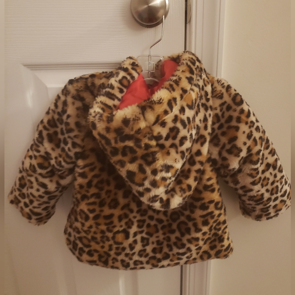 Animal print coat with hood